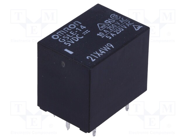 Relay: electromagnetic; SPDT; Ucoil: 5VDC; 10A/240VAC; 8A/30VDC