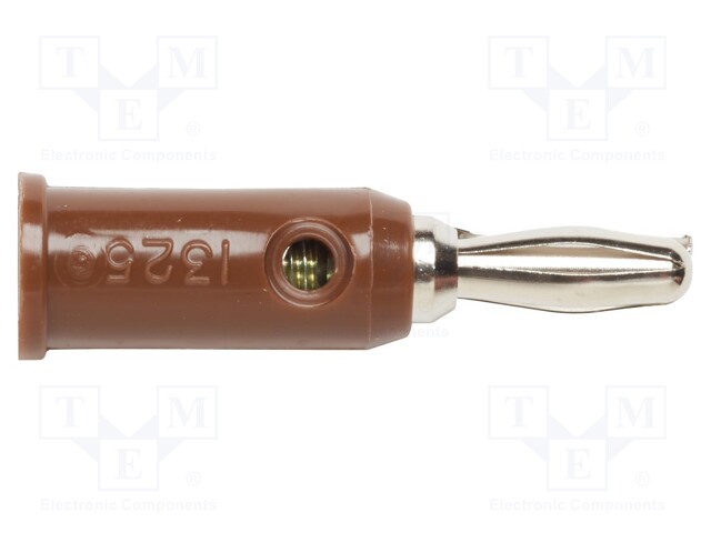 Plug; 4mm banana; 15A; 5kV; brown; Max.wire diam: 3mm; 10pcs.