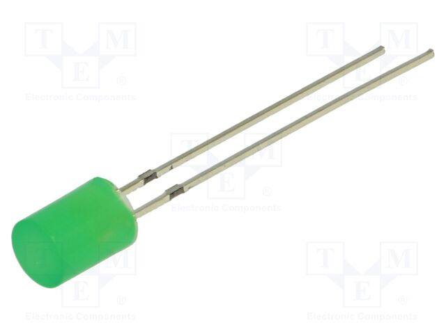 LED; 5mm; green; 500mcd; 140°; Front: flat; 3.1÷3.4VDC; No.of term: 2