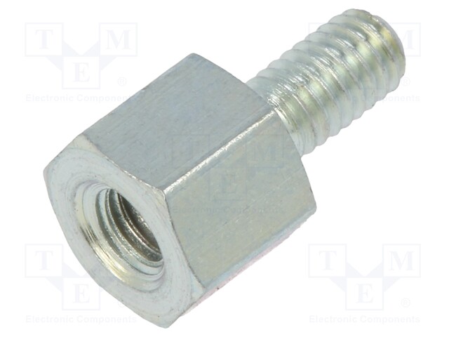 Screwed spacer sleeve; Int.thread: M3; 5mm; Ext.thread: M3; steel