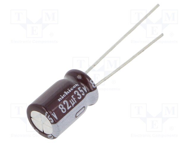 Capacitor: electrolytic; low impedance; THT; 82uF; 35VDC; ±20%