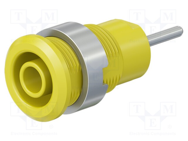 Socket; 4mm banana; 24A; 1kV; L: 35.5mm; yellow; nickel plated