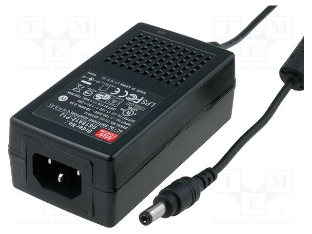 Power supply: switched-mode; 12VDC; 1.5A; Out: 5,5/2,1; 18W; 0÷50°C