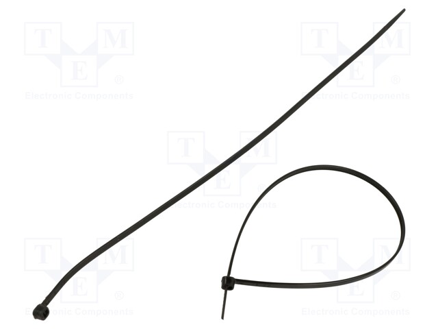 Cable tie; L: 300mm; W: 3.6mm; polyamide; 180N; black; 100pcs.