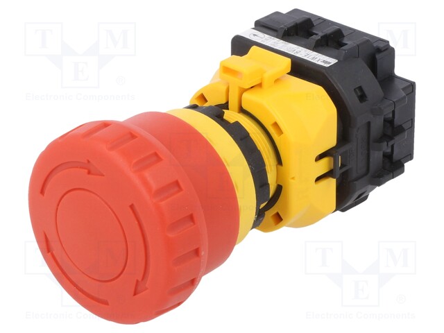 Switch: emergency stop; NC; 22mm; red; IP65; Pushbutton: mushroom