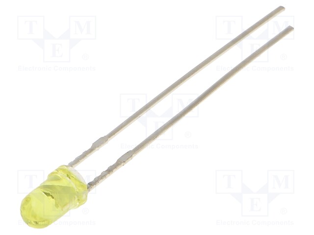 LED; 3mm; yellow; 220mcd; 30°; Front: convex; Pitch: 2.54mm