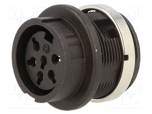 Socket; DIN; female; PIN: 6; for panel mounting,screwed; soldering