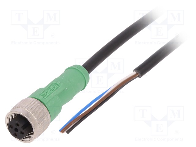 Connection lead; M12; PIN: 4; straight; 5m; plug; 250VAC; 4A; 250VDC