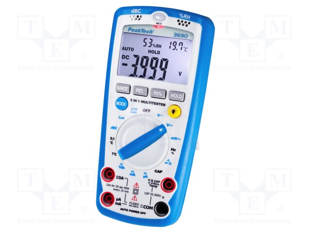 Digital multimeter; LCD (4000); VDC: 400m/4/40/400/600V; ±3%