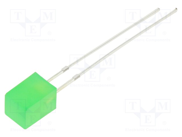 LED; rectangular; 5x5x7mm; green; 500÷750mcd; 140°; Front: flat