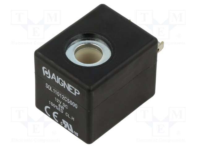 Coil for solenoid valve; IP65; 12VDC; 8W