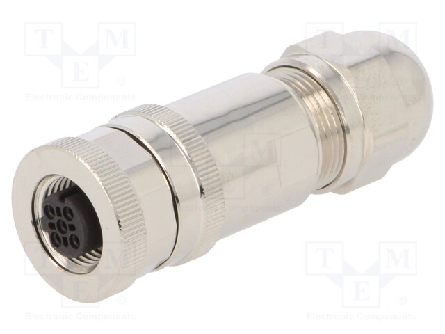 Plug; M12; PIN: 4; female; D code-Ethernet; for cable; IP67; 250V; 4A