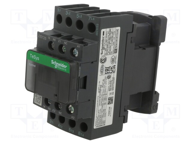 Contactor, TeSys D, DIN Rail, 110 VAC, 4PNO, 4 Pole