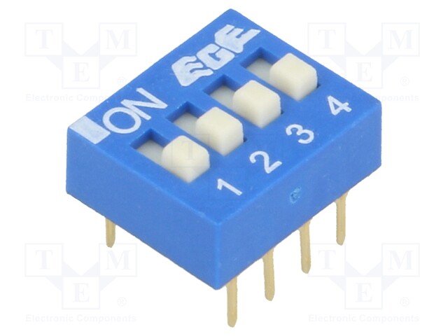 Switch: DIP-SWITCH; Poles number: 4; ON-OFF; 0.025A/24VDC; Pos: 2