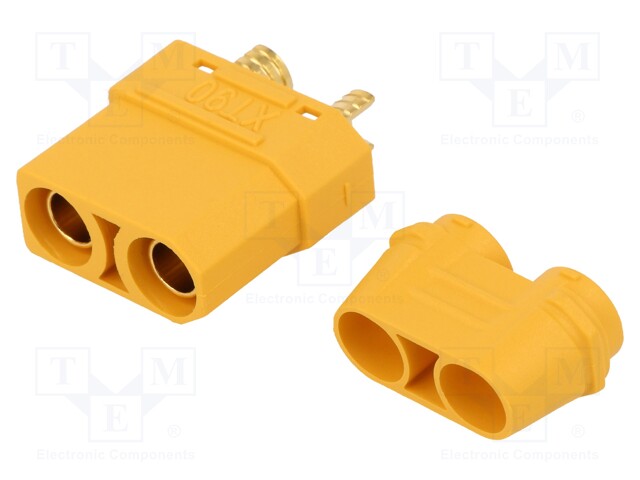 Plug; DC supply; XT90; female; PIN: 2; for cable; soldered; 40A; 500V