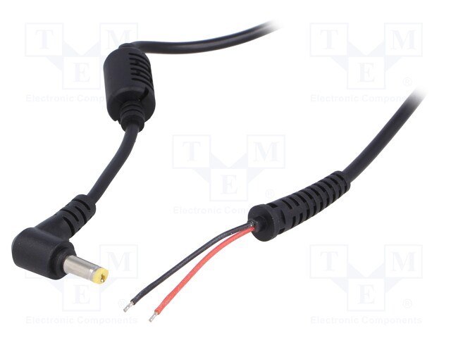 Cable; wires,DC 5,5/1,7 plug; angled; 0.5mm2; black; 1.2m