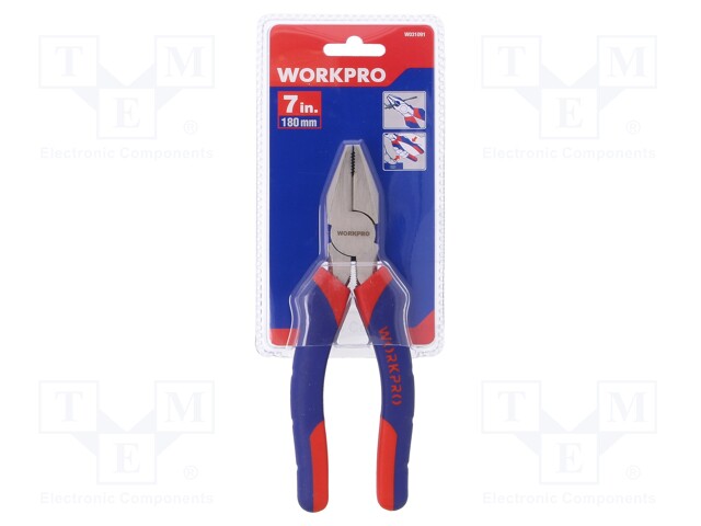 Pliers; universal; ergonomic two-component handles; 180mm