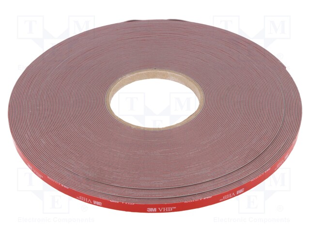 Tape: fixing; W: 9mm; L: 33m; D: 1.1mm; acrylic; grey; max.120°C