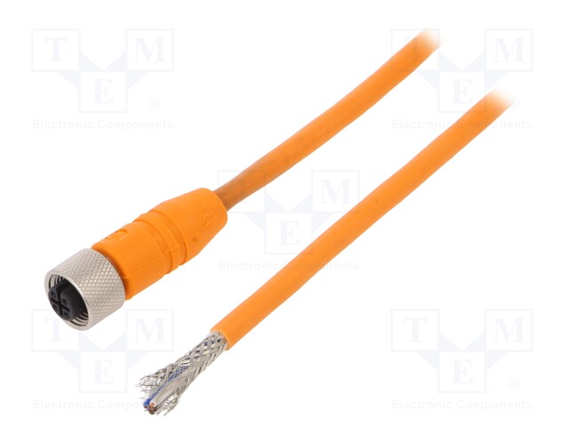 Connection lead; M12; PIN: 4; straight; 5m; plug; 240VAC; 4A; IP67