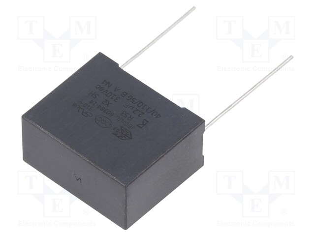 Capacitor: polypropylene; X2; 2.2uF; 22.5mm; ±20%; 26.5x22x13mm