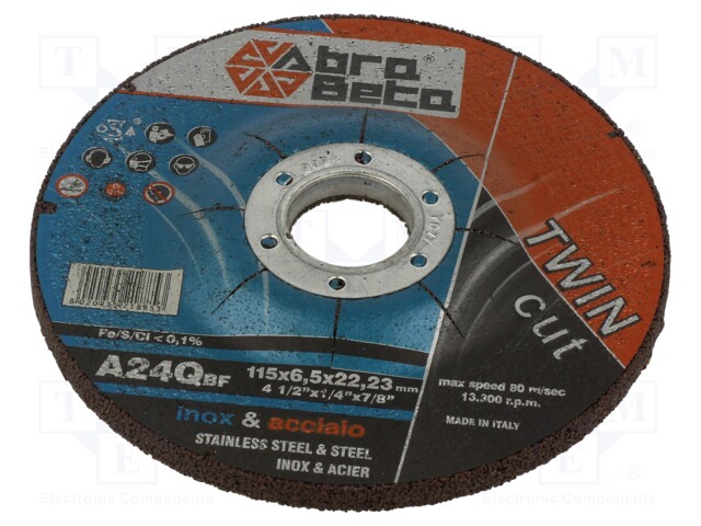 Grinding wheel; Ø: 115mm; Øhole: 22.23mm; Thk: 6.5mm