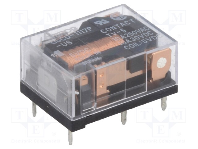 Relay: electromagnetic; SPST-NO; Ucoil: 5VDC; 10A/250VAC