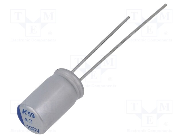 Polymer Aluminium Electrolytic Capacitor, 4.7 µF, 100 V, Radial Leaded, A759 Series, 0.16 ohm