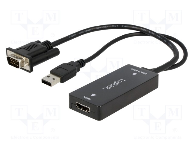 Cable; D-Sub 15pin HD plug,HDMI socket,USB A plug; black