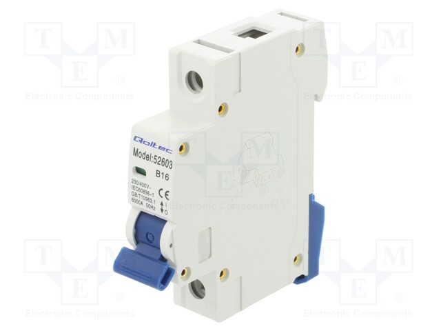 Circuit breaker; 16A; Poles: 1; for DIN rail mounting; Charact: B