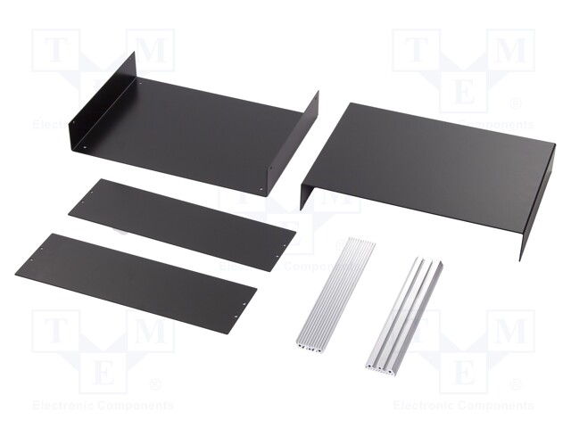 Enclosure: with panel; X: 350mm; Y: 250mm; Z: 110mm; aluminium; black