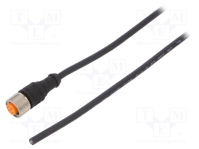 Connection lead; M12; PIN: 4; straight; 2m; plug; 250VAC; 4A; IP67