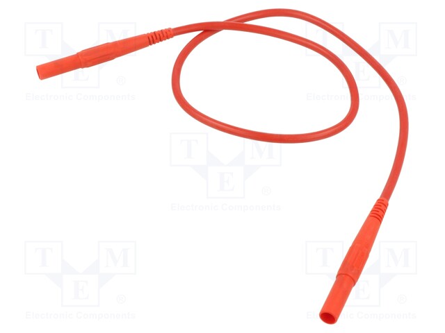 Test lead; 32A; banana plug 4mm x2; insulated; Len: 0.5m; red