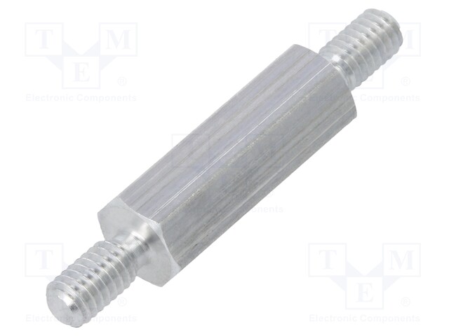 Screwed spacer sleeve; 20mm; Ext.thread: M4; hexagonal; aluminium