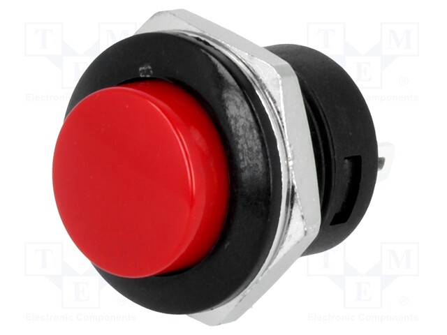 Switch: push-button; Pos: 2; SPST-NO; 3A/250VAC; red; Illumin: none
