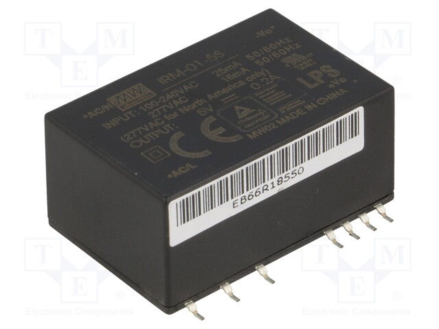 Power supply: switched-mode; modular; 1W; 5VDC; 33.7x22.2x16mm