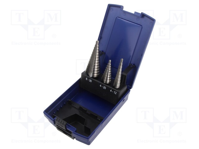 Drill set; step; high speed steel grounded HSS-G; plastic case