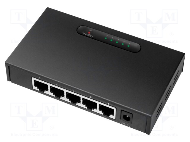 Switch Gigabit Ethernet; black; WAN:  RJ45; Number of ports: 5