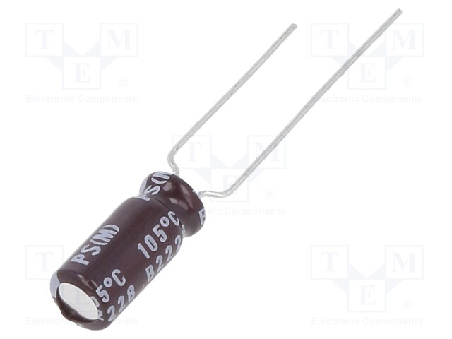 Capacitor: electrolytic; low impedance; THT; 4.7uF; 25VDC; Ø5x11mm