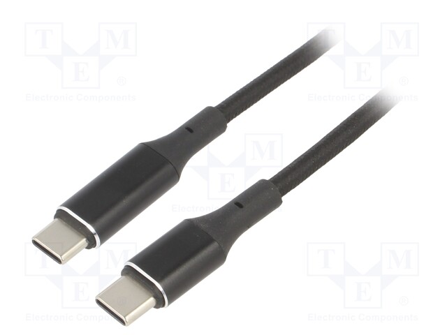 Cable; USB 2.0; USB C plug,both sides; 1m; black; 480Mbps; 100W