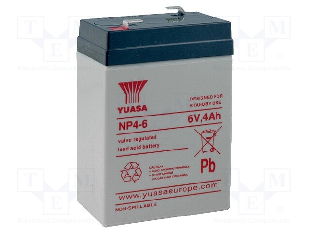 Re-battery: acid-lead; 6V; 4Ah; AGM; maintenance-free