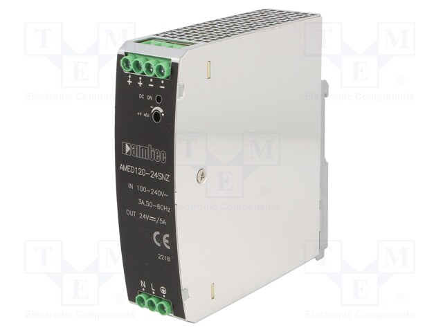 Power supply: switched-mode; 120W; 24VDC; 5A; 90÷264VAC; DIN; 500g