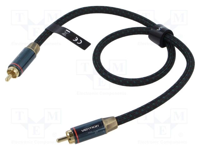 Cable; RCA plug,both sides; 0.5m; Plating: gold-plated; black