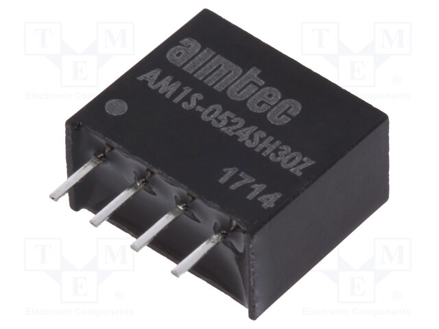 Converter: DC/DC; 1W; Uin: 4.5÷5.5V; 24VDC; Iout: 50mA; SIP4; 1.8g