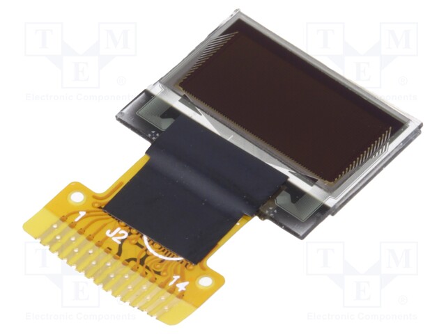 Display: OLED; graphical; 64x32; Window dimensions: 12.58x6.58mm