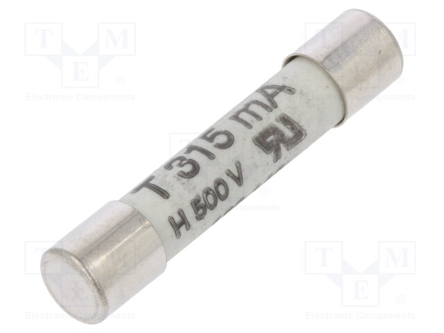 Fuse: fuse; time-lag; 315mA; 500VAC; ceramic,cylindrical; 6,3x32mm