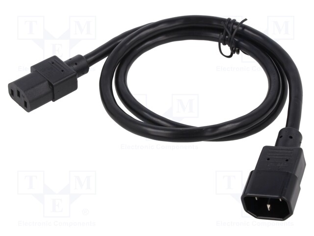 Cable; IEC C13 female,IEC C14 male; PVC; 2.5m; black; 10A; 250V