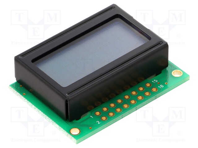 Display: LCD; alphanumeric; STN Positive; 8x2; 40x30.5x12.5mm; LED