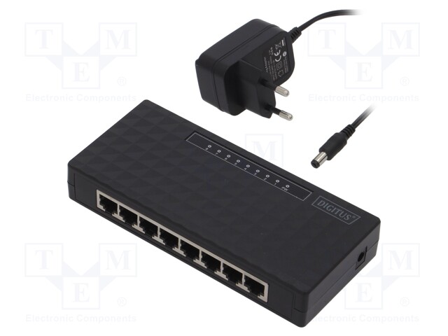 Switch Gigabit Ethernet; black; WAN:  RJ45; Number of ports: 8