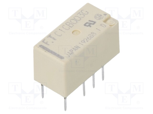 Relay: electromagnetic; DPDT; Ucoil: 3VDC; 0.3A/125VAC; 1A/30VDC