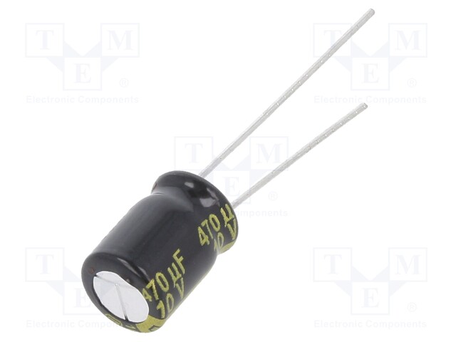 Capacitor: electrolytic; low impedance; THT; 470uF; 10VDC; ±20%